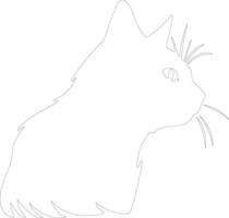 Cymric Cat  outline silhouette vector