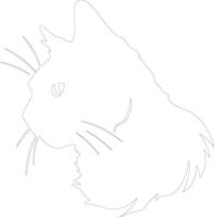 Cymric Cat  outline silhouette vector