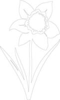 AI generated daffodil  outline silhouette vector