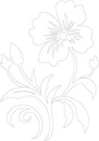 AI generated flower  outline silhouette vector