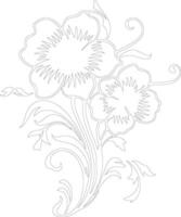 AI generated flower  outline silhouette vector