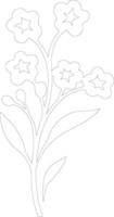 AI generated forget-me-not  outline silhouette vector