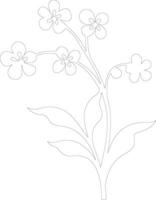 AI generated forget-me-not  outline silhouette vector