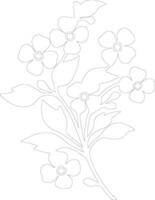 AI generated forget-me-not  outline silhouette vector