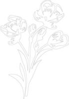 AI generated freesia  outline silhouette vector