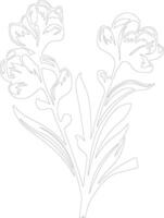 AI generated freesia  outline silhouette vector