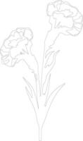 AI generated gladiolus  outline silhouette vector