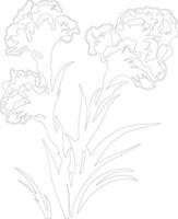 AI generated gladiolus  outline silhouette vector