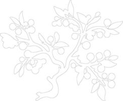 AI generated hawthorn  outline silhouette vector