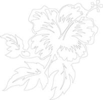 AI generated hibiscus outline silhouette vector