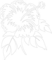 AI generated hibiscus  outline silhouette vector