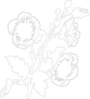 AI generated hollyhock  outline silhouette vector