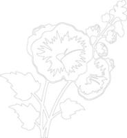 AI generated hollyhock  outline silhouette vector