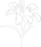 AI generated lily outline silhouette vector