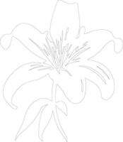 AI generated lily  outline silhouette vector