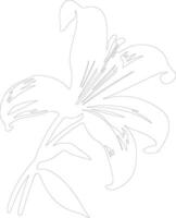 AI generated lily  outline silhouette vector