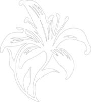 AI generated lily  outline silhouette vector