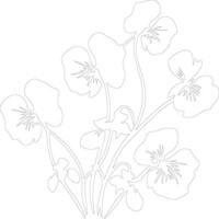 AI generated nasturtium  outline silhouette vector