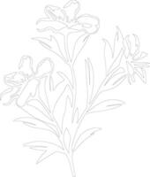 AI generated oleander  outline silhouette vector