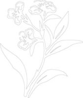 AI generated oleander  outline silhouette vector