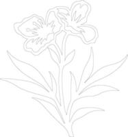 AI generated oleander  outline silhouette vector