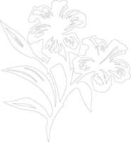 AI generated oleander  outline silhouette vector