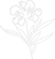 AI generated oleander  outline silhouette vector