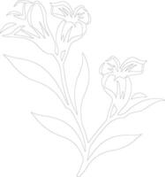 AI generated oleander  outline silhouette vector