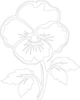 AI generated pansy  outline silhouette vector