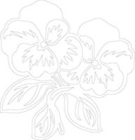 AI generated pansy  outline silhouette vector