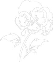 AI generated pansy  outline silhouette vector