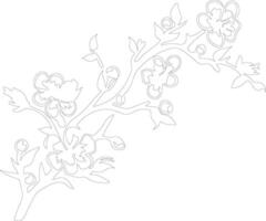 AI generated peach blossom  outline silhouette vector