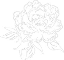 AI generated peony  outline silhouette vector