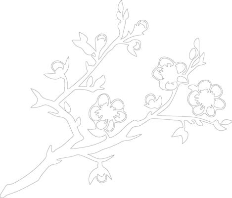AI generated peach blossom  outline silhouette