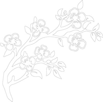 AI generated peach blossom  outline silhouette