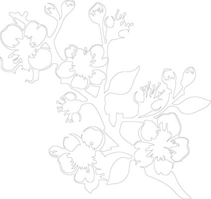 AI generated peach blossom  outline silhouette
