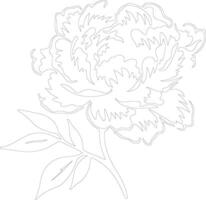 AI generated peony  outline silhouette vector