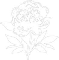 AI generated peony  outline silhouette vector