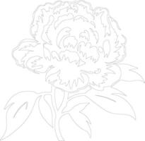 AI generated peony  outline silhouette vector