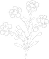 AI generated phlox  outline silhouette vector