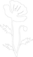 AI generated poppy  outline silhouette vector