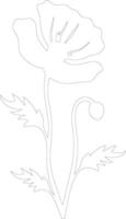 AI generated poppy  outline silhouette vector