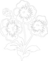 AI generated primrose  outline silhouette vector