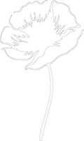 AI generated poppy  outline silhouette vector