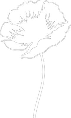 AI generated poppy  outline silhouette