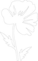 AI generated poppy  outline silhouette vector