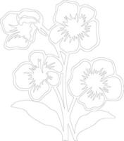 AI generated primrose  outline silhouette vector