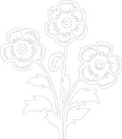 AI generated primrose  outline silhouette vector