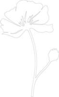 AI generated poppy  outline silhouette vector