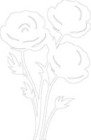 AI generated ranunculus  outline silhouette vector